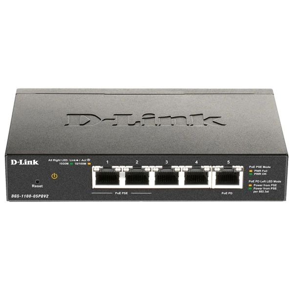 Коммутатор D-link DGS-1100-05PDV2 5x10/100/1000 Мбит/сек, настраиваемый