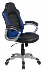 Кресло офисное Бюрократ CH-825S/Black+Bl черный синий искусственная кожа (пластик серебро)