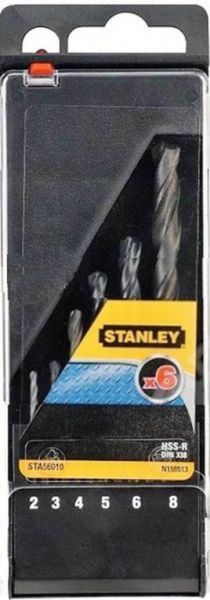 Сверло STANLEY STA 56010-QZ Набор сверл по металлу HSS-R 2-3-4-5-6-8 мм